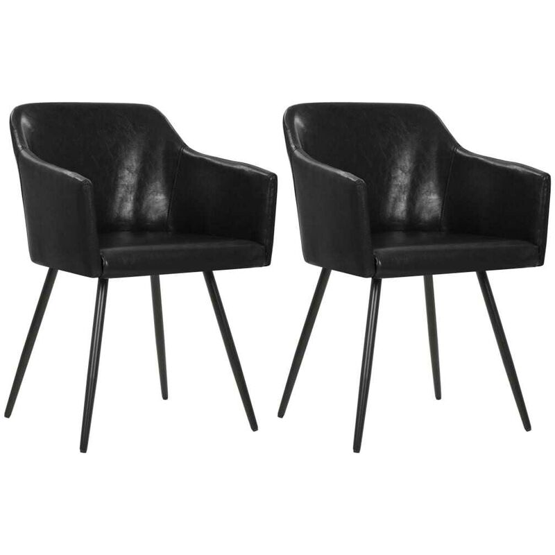 

Sillas de comedor 2 unidades cuero sintético negro - Hommoo
