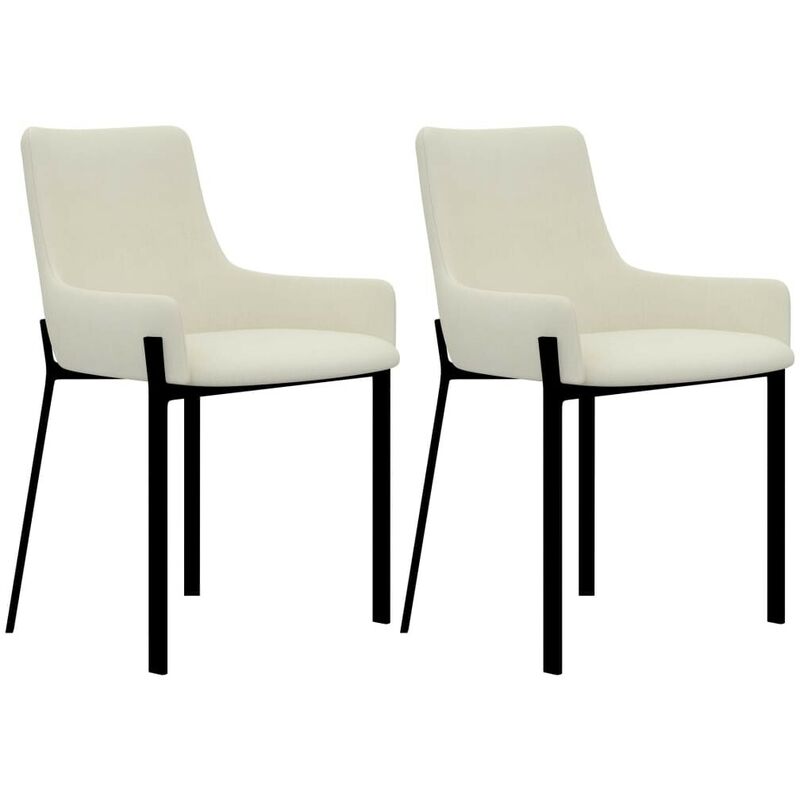 

Sillas de comedor 2 unidades de tela color crema - Hommoo