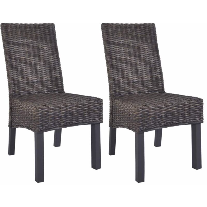 

Sillas de comedor 2 unidades ratán Kubu y madera mango marrón - Hommoo