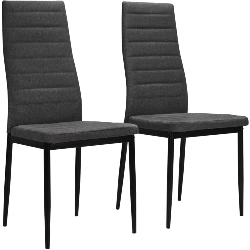 

Sillas de comedor 2 unidades tela gris oscuro - Hommoo