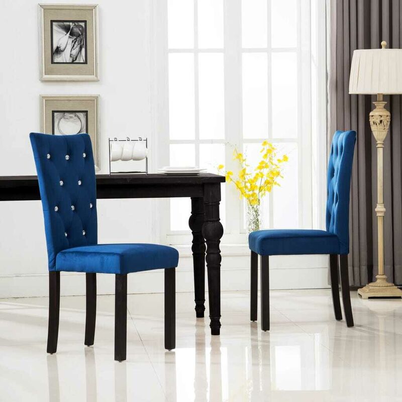 

Sillas de comedor 2 unidades terciopelo azul oscuro - Hommoo