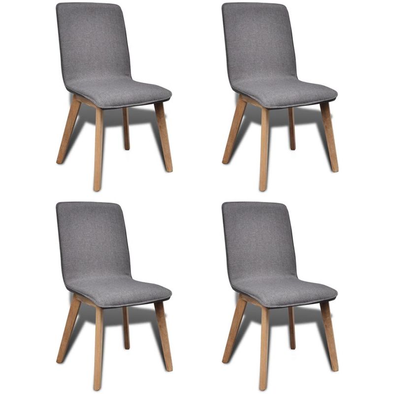 

Sillas de comedor 4 uds tela gris claro y madera maciza roble - Hommoo