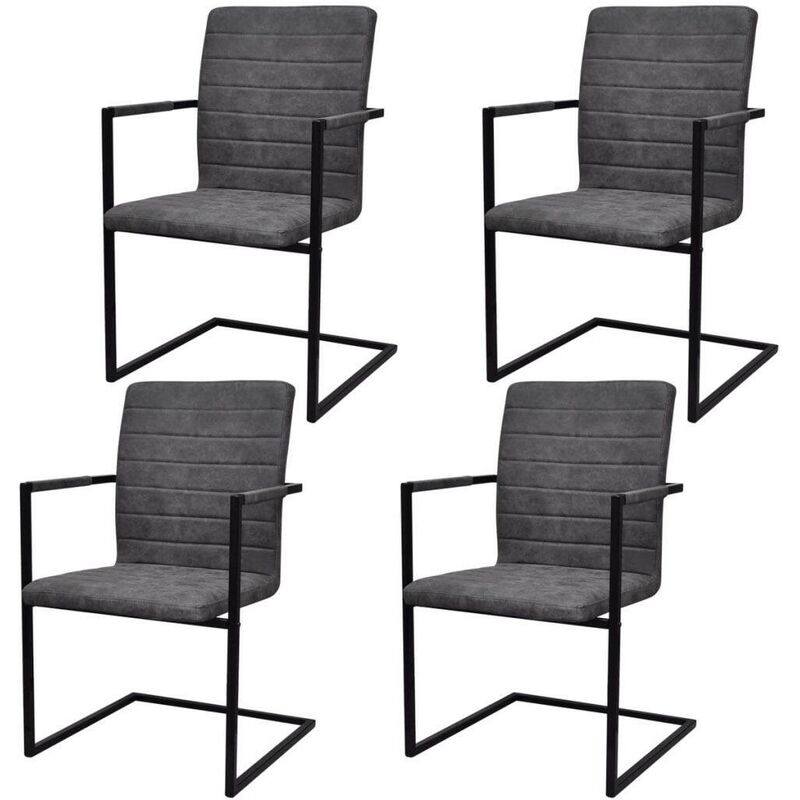 

Hommoo Sillas de comedor 4 unidades cuero sintético gris