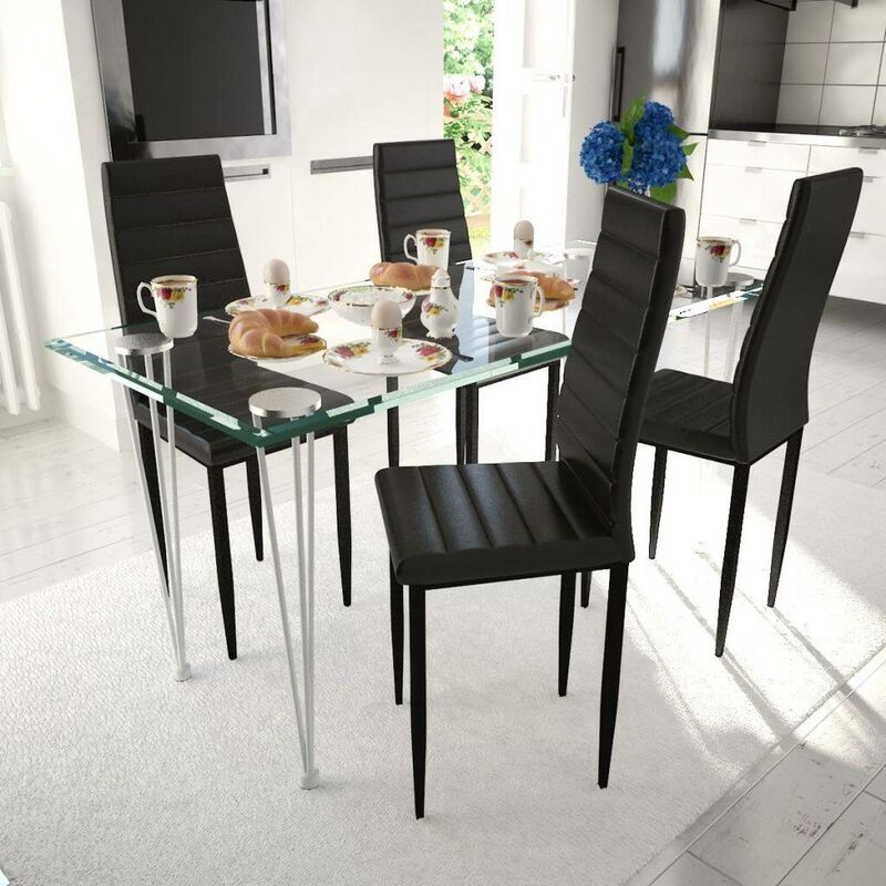 

Hommoo Sillas de comedor 4 unidades cuero sintético negro