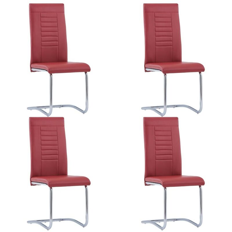 

Sillas de comedor 4 unidades cuero sintético rojo - Hommoo