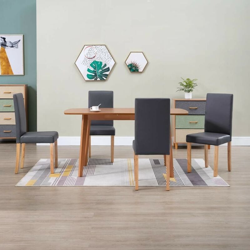 

Sillas de comedor 4 unidades cuero sintético gris - Hommoo