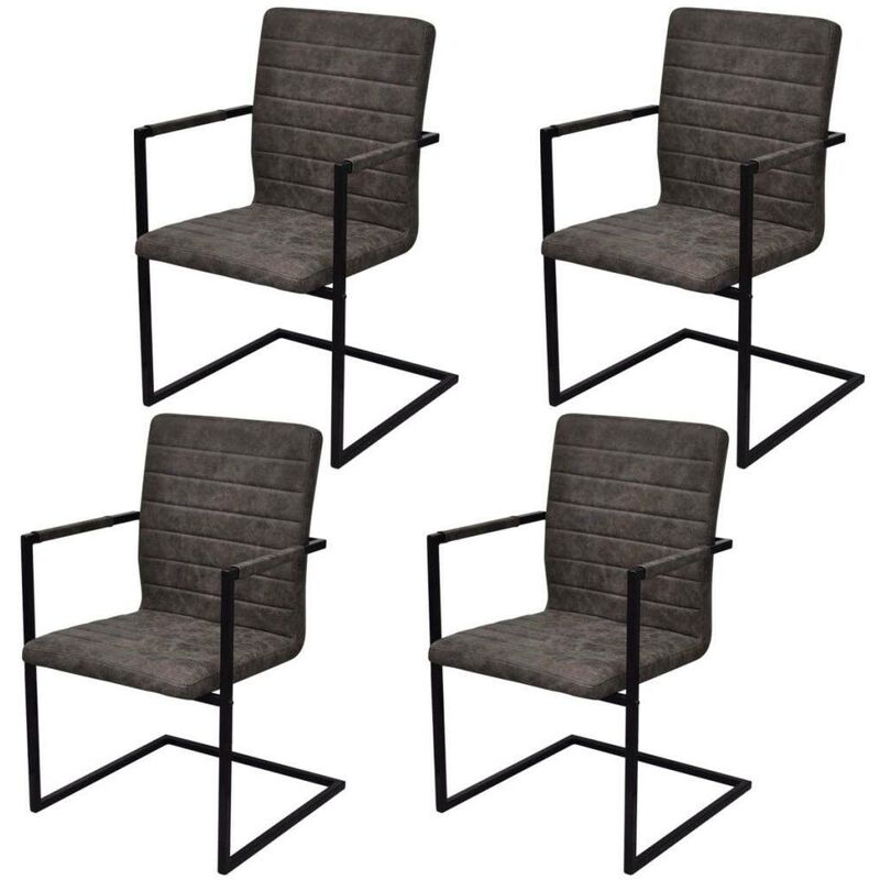 

Sillas de comedor 4 unidades cuero sintético marrón - Hommoo
