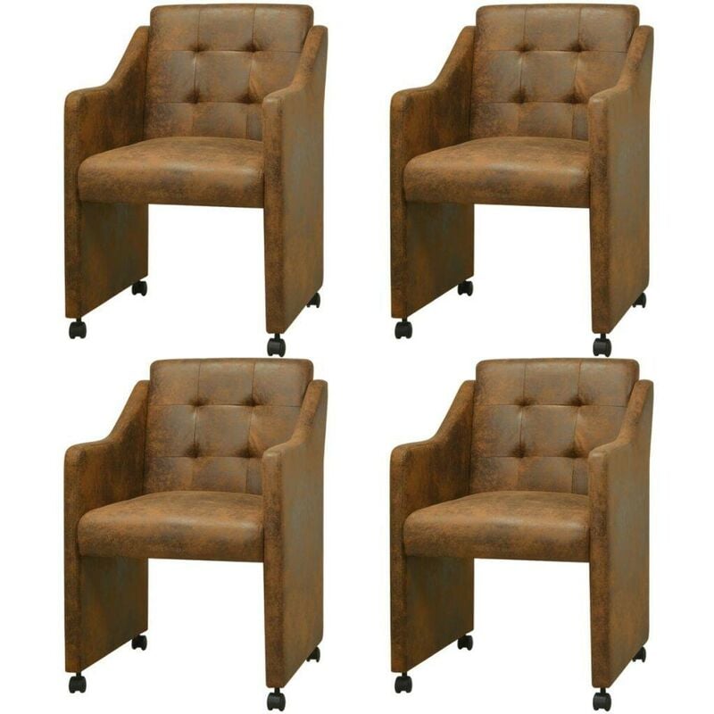 

Sillas de comedor 4 unidades cuero sintético marrón - Hommoo