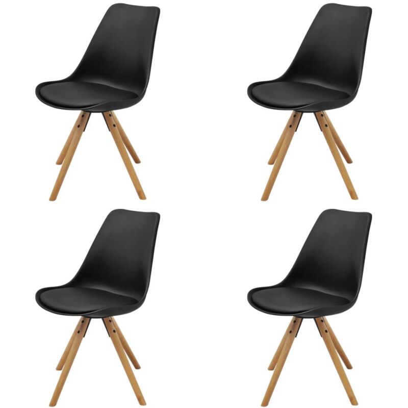 

Sillas de comedor 4 unidades cuero sintético negro - Hommoo