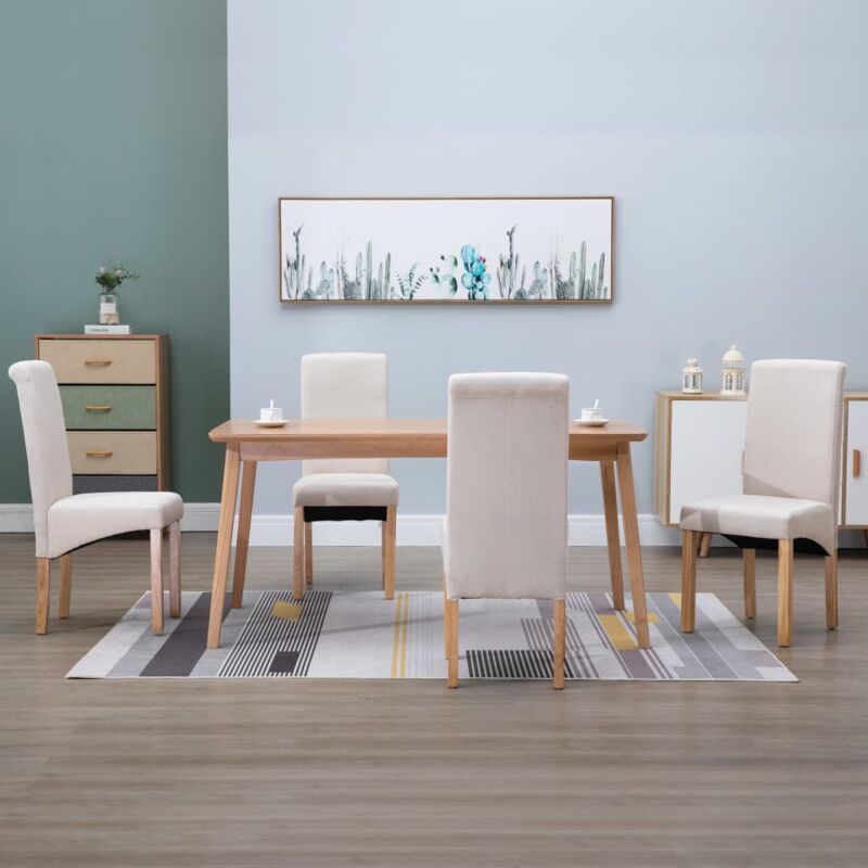 

Sillas de comedor 4 unidades de tela color crema - Hommoo