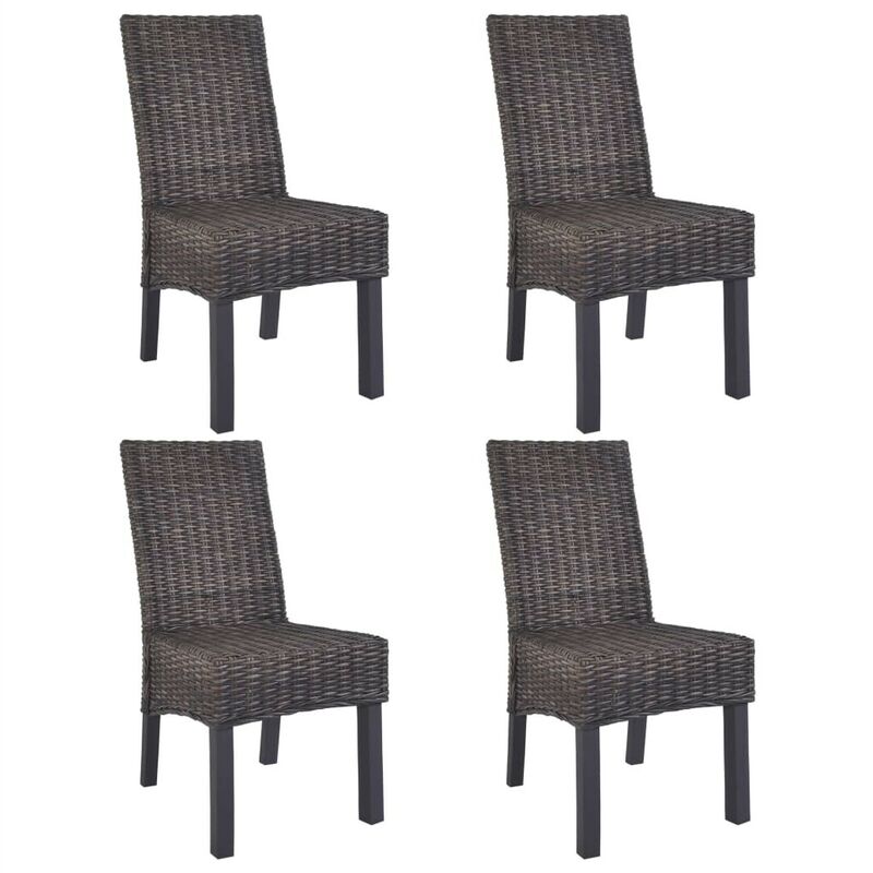 

Sillas de comedor 4 unidades ratán Kubu y madera mango marrón - Hommoo