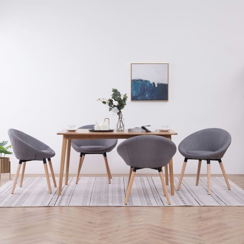 

Sillas de comedor 4 unidades tela gris claro - Hommoo