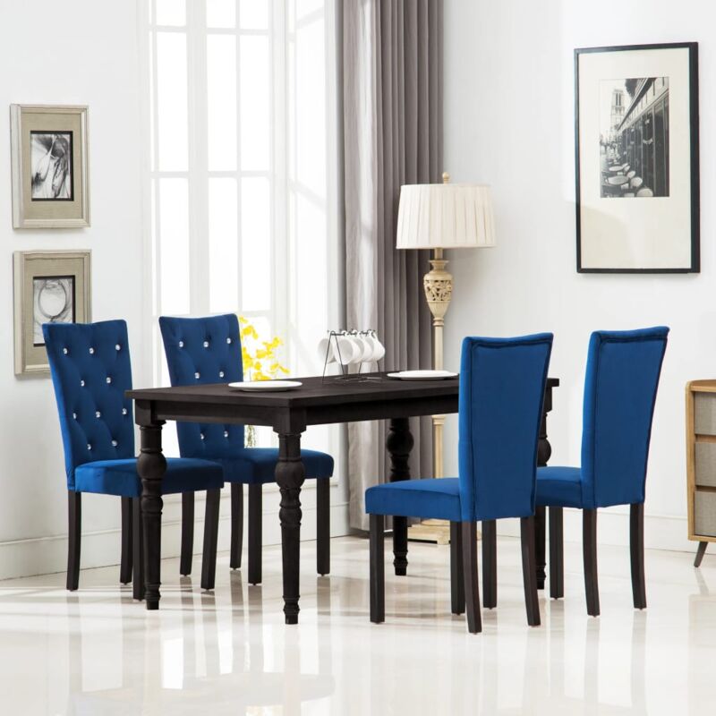 

Sillas de comedor 4 unidades terciopelo azul oscuro - Hommoo