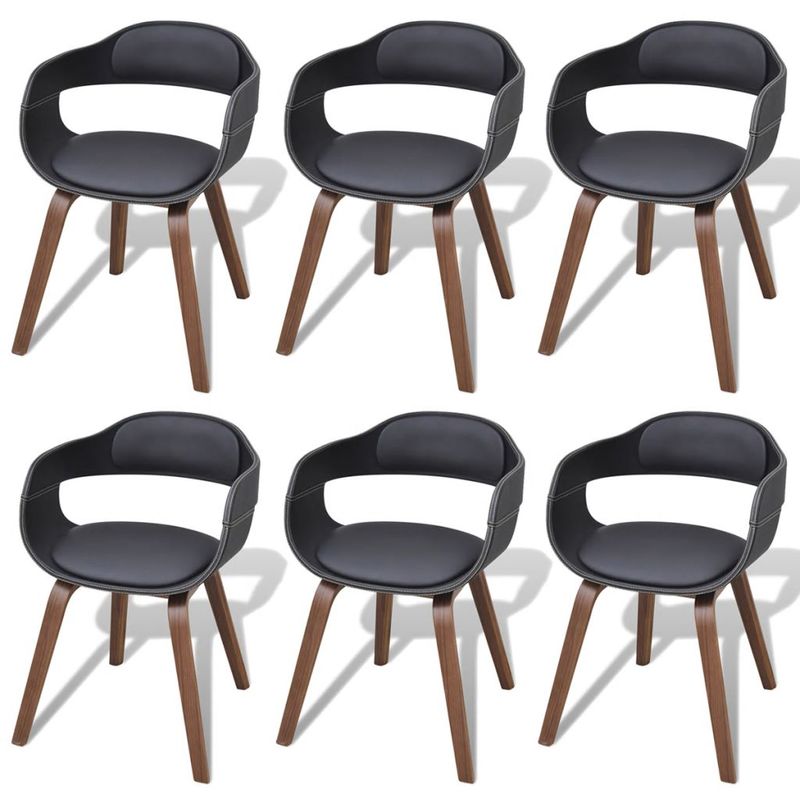 

Sillas de comedor 6 uds madera curvada cuero sintético negro - Hommoo