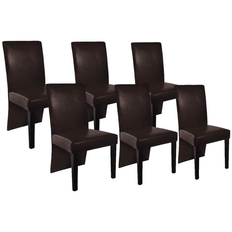 

Sillas de comedor 6 unidades cuero artificial marrón oscuro - Hommoo