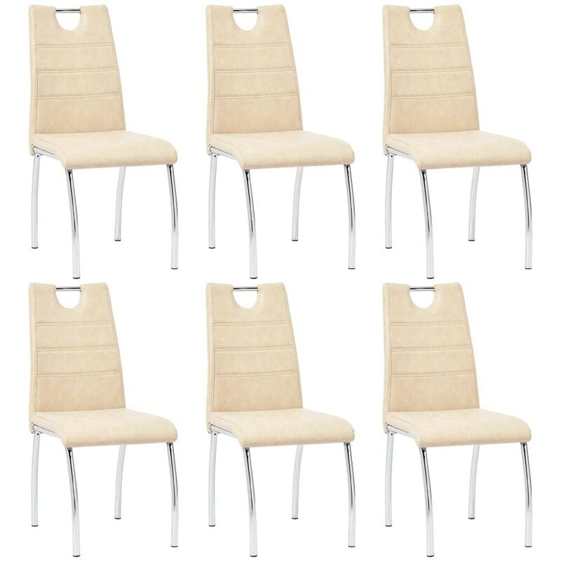

Sillas de comedor 6 unidades cuero sintético color crema - Hommoo