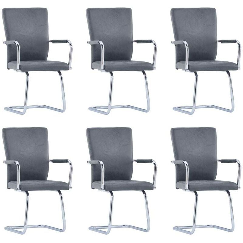 

Sillas de comedor 6 unidades cuero sintético gris ante - Hommoo