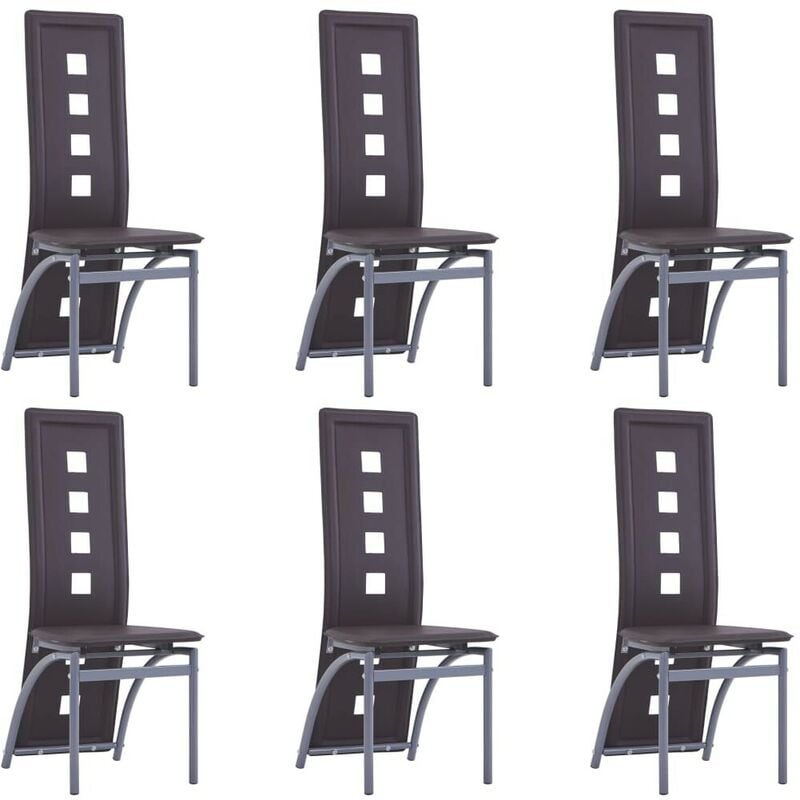 

Sillas de comedor 6 unidades cuero sintético marrón - Hommoo