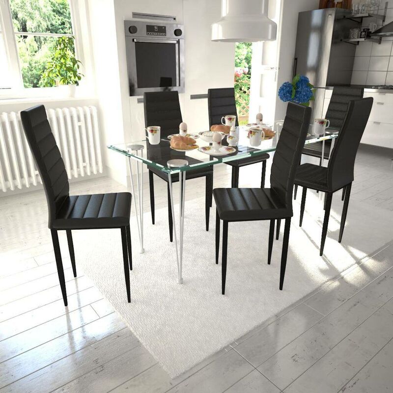 

Sillas de comedor 6 unidades cuero sintético negro - Hommoo