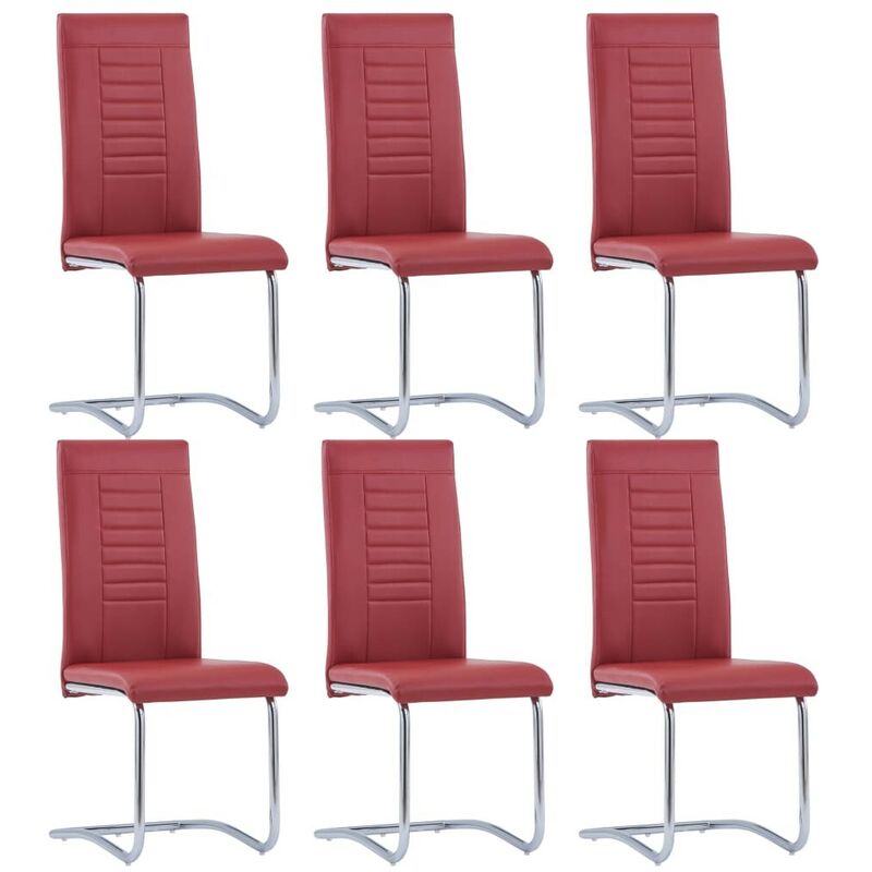 

Sillas de comedor 6 unidades cuero sintético rojo - Hommoo