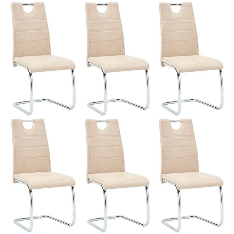 

Hommoo Sillas de comedor 6 unidades cuero sintético color crema