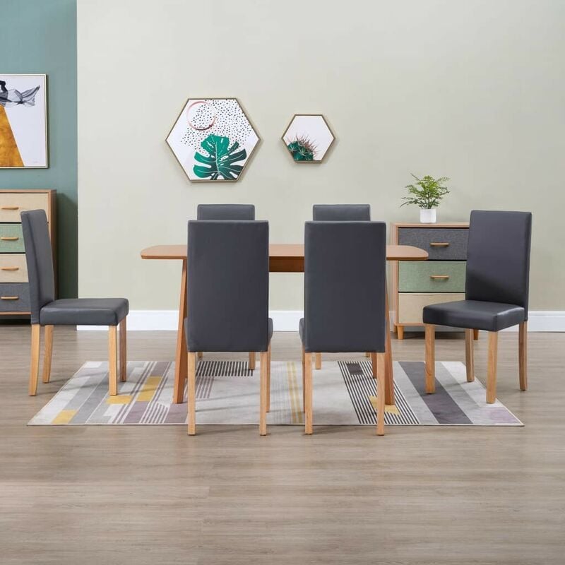 

Hommoo Sillas de comedor 6 unidades cuero sintético gris