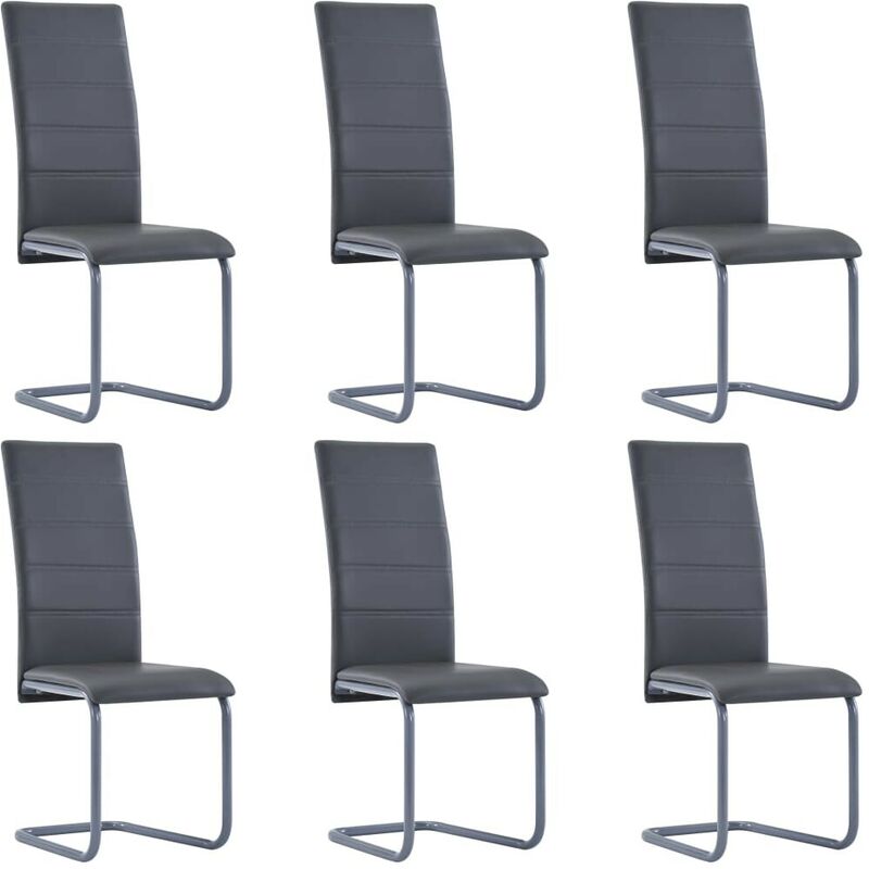 

Sillas de comedor 6 unidades cuero sintético gris - Hommoo