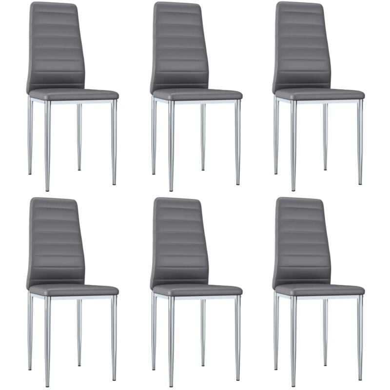 

Sillas de comedor 6 unidades cuero sintético gris - Hommoo