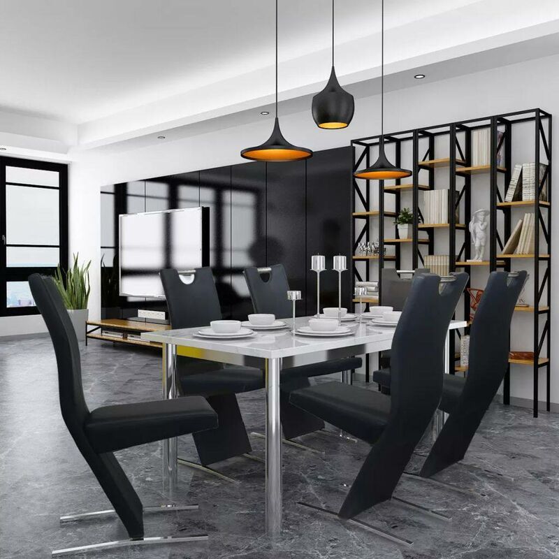 

Sillas de comedor 6 unidades cuero sintético negro - Hommoo