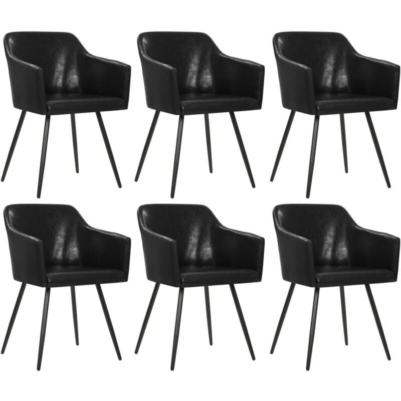 

Sillas de comedor 6 unidades cuero sintético negro - Hommoo