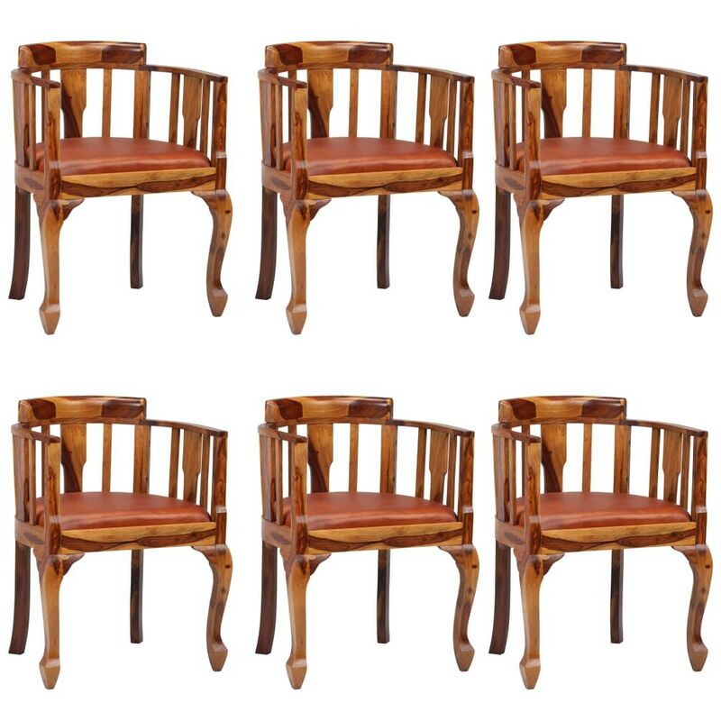 

Sillas de comedor 6 unidades cuero y madera maciza de sheesham - Hommoo