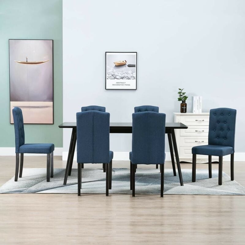 

Hommoo Sillas de comedor 6 unidades de tela azul