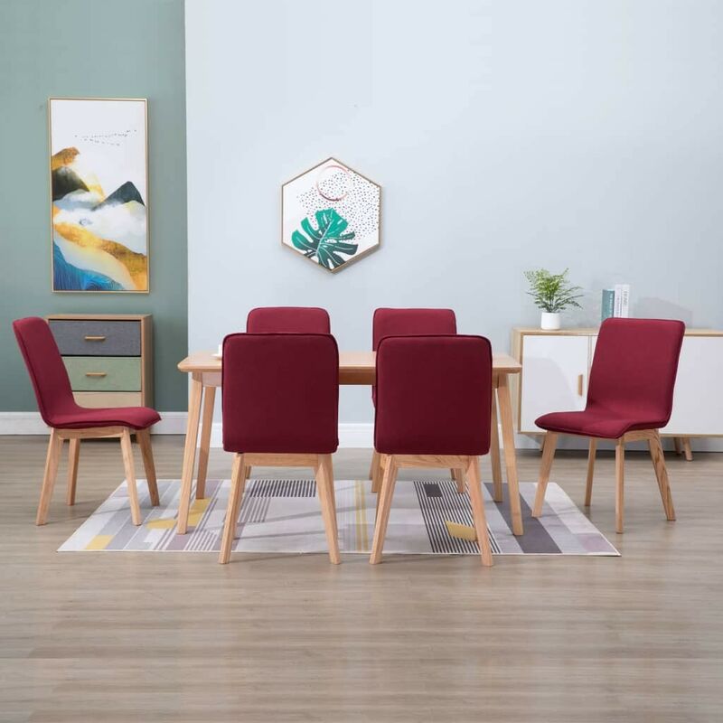 

Sillas de comedor 6 unidades de tela rojas - Hommoo