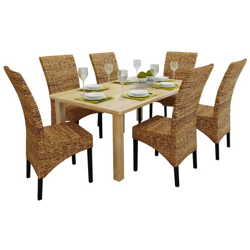 

Sillas de comedor 6 unidades madera maciza de mango y abacá - Hommoo