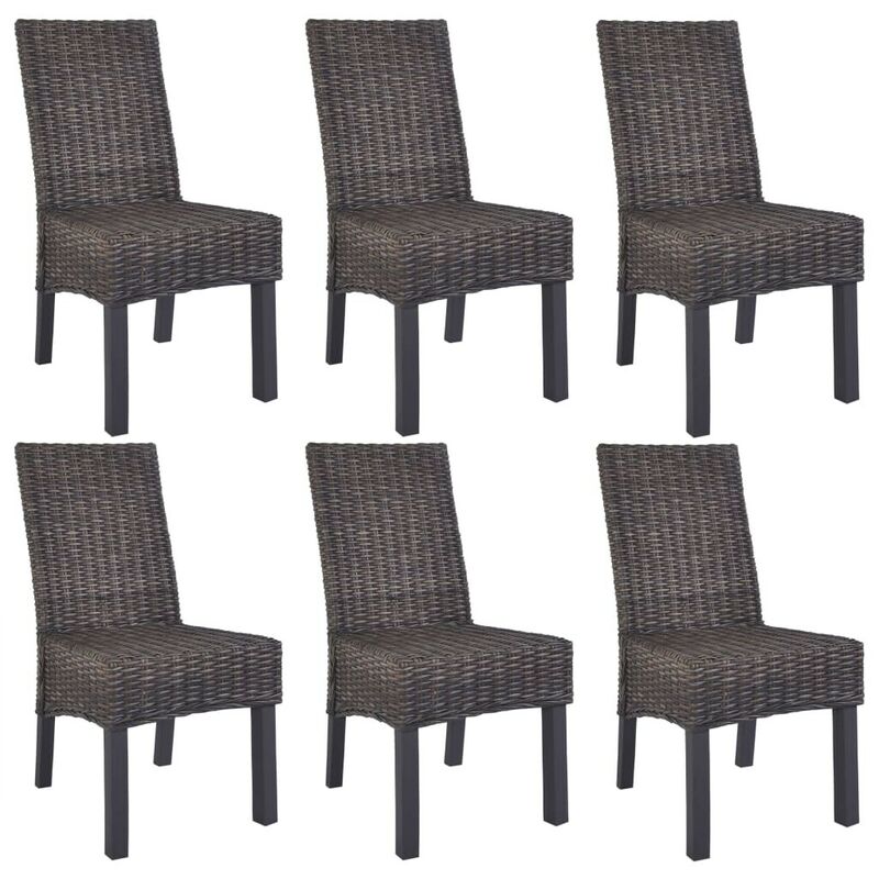 

Sillas de comedor 6 unidades ratán Kubu y madera mango marrón - Hommoo