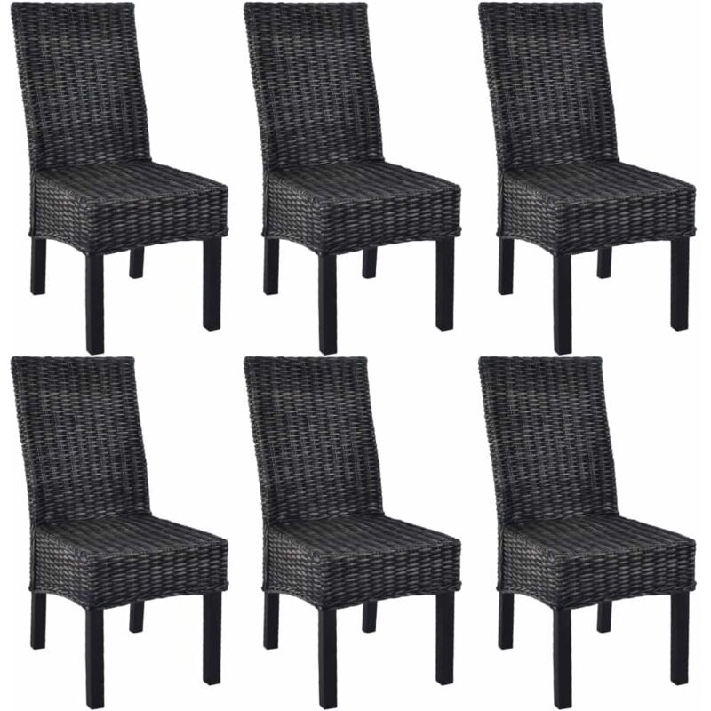 

Hommoo Sillas de comedor 6 unidades ratán Kubu y madera mango negro
