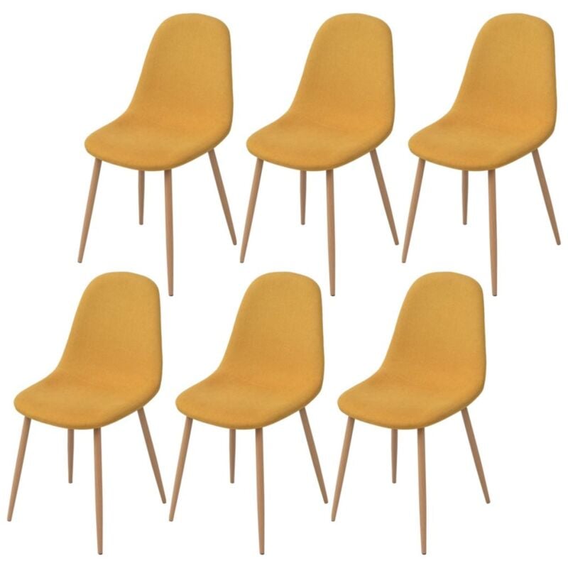 

Hommoo Sillas de comedor 6 unidades tela amarilla