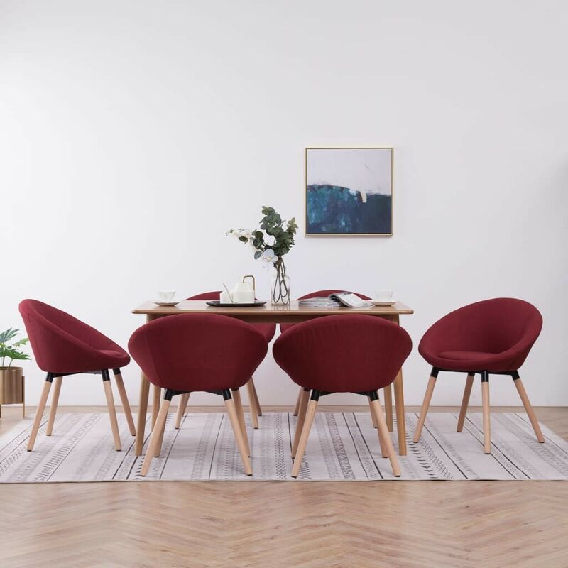 

Sillas de comedor 6 unidades tela color vino tinto - Hommoo
