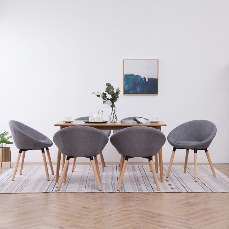 

Sillas de comedor 6 unidades tela gris claro - Hommoo