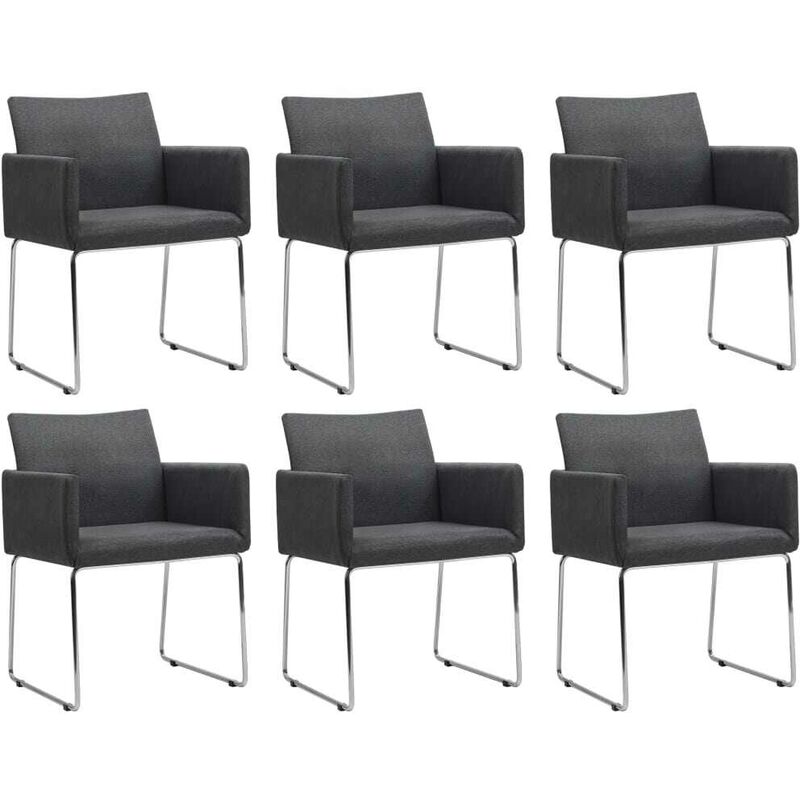 

Hommoo Sillas de comedor 6 unidades tela gris oscuro