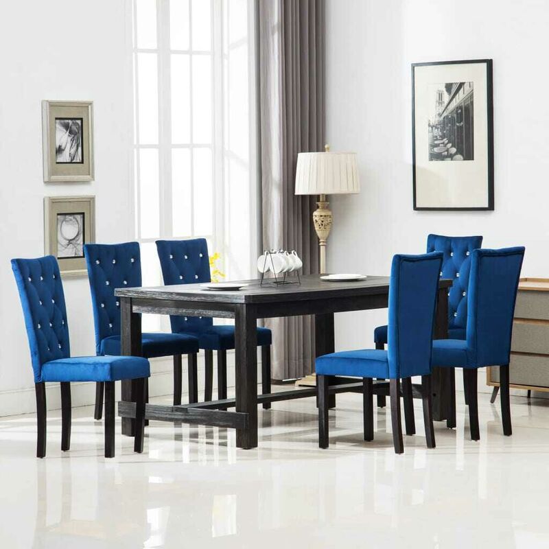 

Sillas de comedor 6 unidades terciopelo azul oscuro - Hommoo