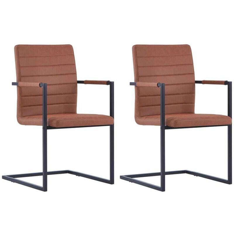 

Sillas de comedor cantilever 2 unidades cuero sintético marrón - Hommoo