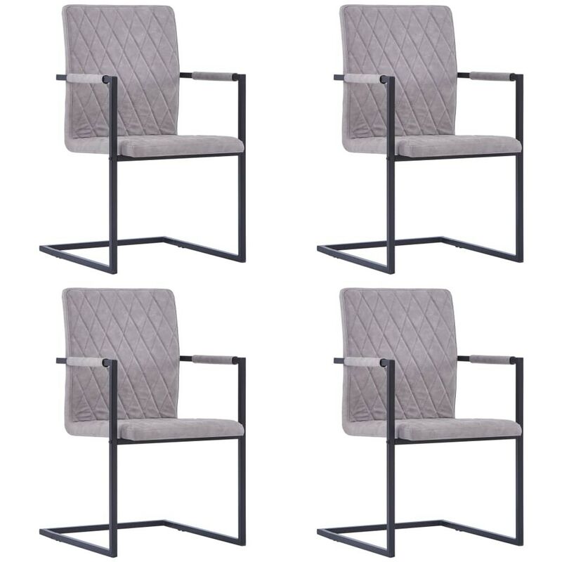 

Sillas de comedor cantilever 4 uds cuero sintético gris claro - Hommoo