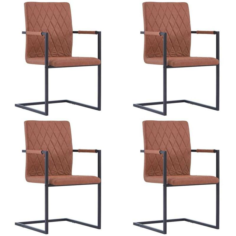 

Sillas de comedor cantilever 4 unidades cuero sintético marrón - Hommoo