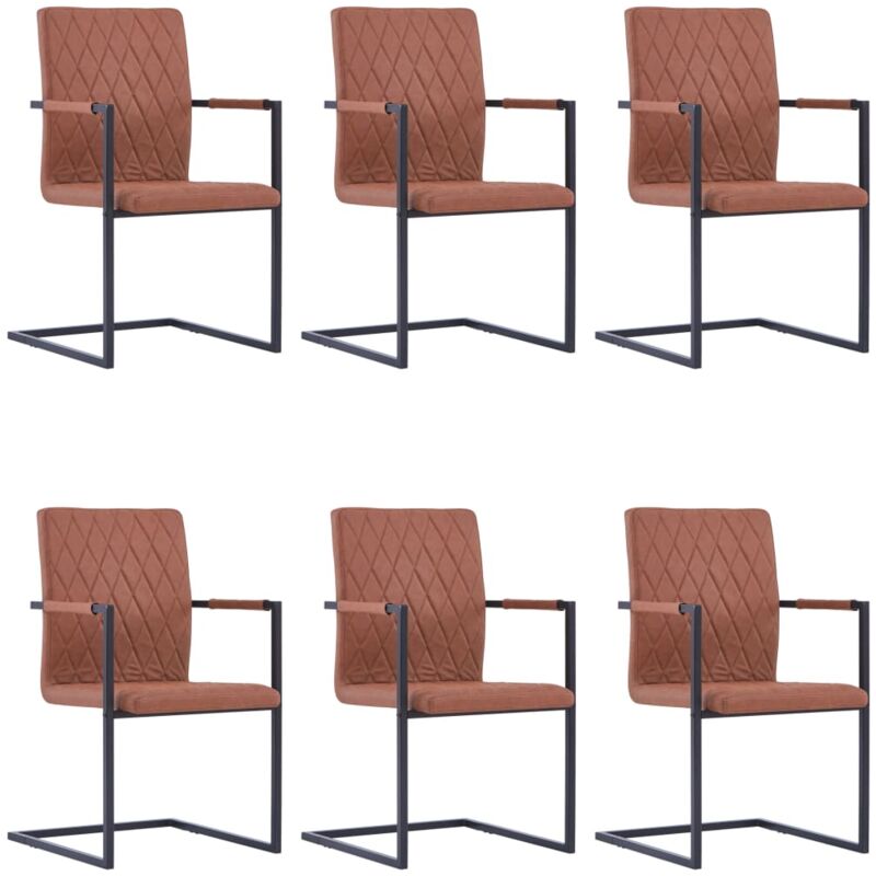 

Hommoo Sillas de comedor cantilever 6 unidades cuero sintético marrón