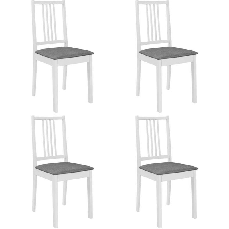 

Sillas de comedor con cojines 4 unidades madera maciza blanca - Hommoo