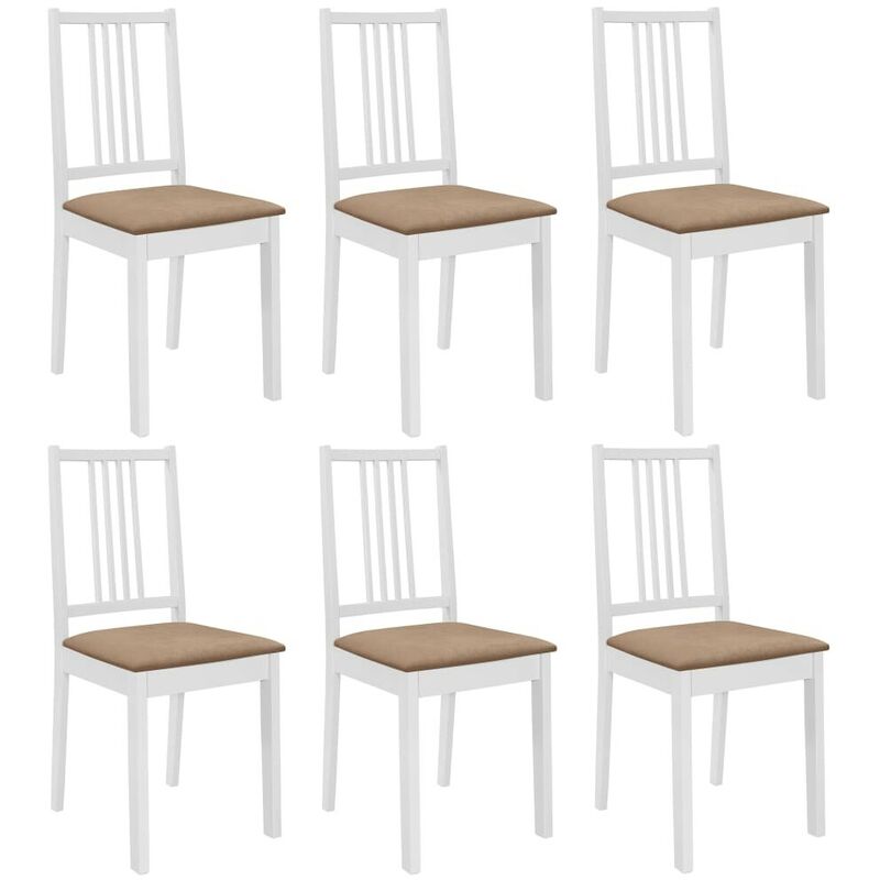 

Sillas de comedor con cojines de madera maciza blanca 6 unidades - Hommoo