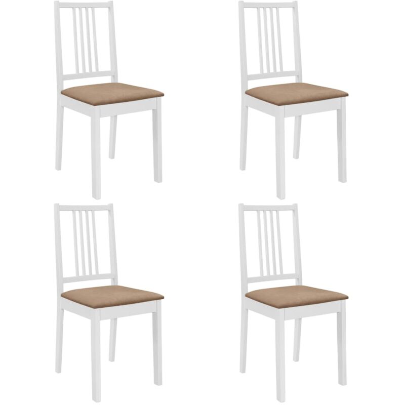 

Sillas de comedor con cojines madera maciza blanca 4 unidades - Hommoo