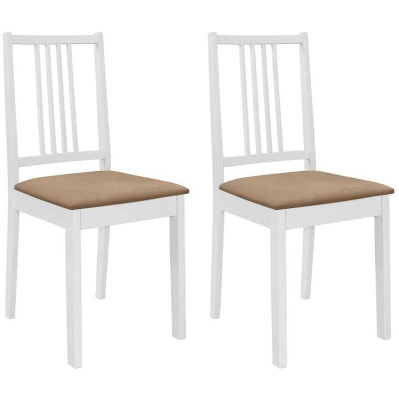 

Sillas de comedor con cojines madera maciza blancas 2 unidades - Hommoo