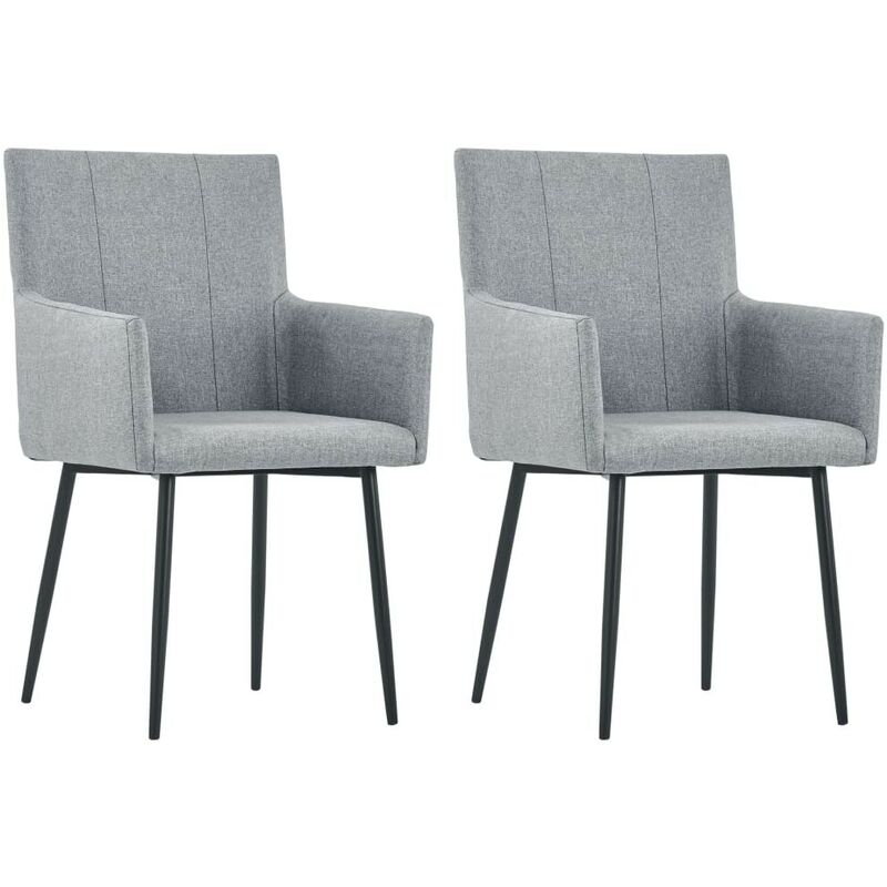 

Sillas de comedor con reposabrazos 2 unidades tela gris claro - Hommoo